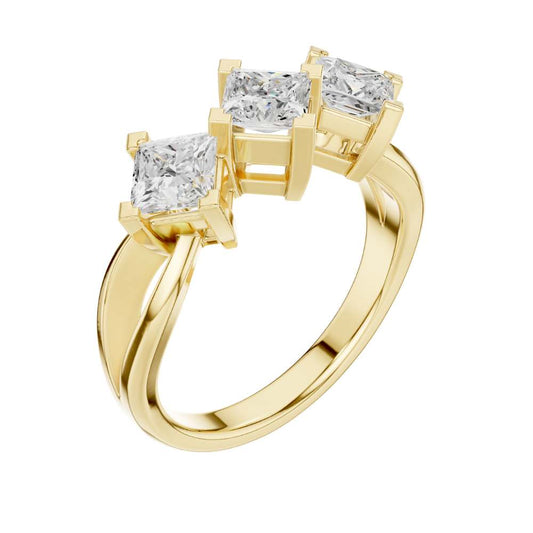 Princess Cut Three Stone Moissanite Engagement Ring - view 4