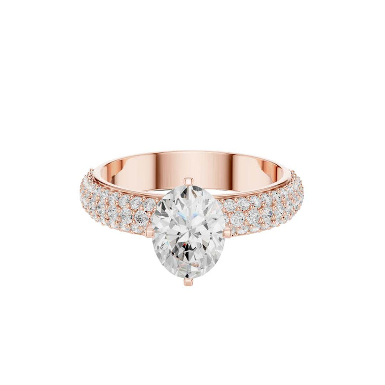 Oval Cut Triple Pave Lab Grown Diamond Solitaire Engagement Ring - view 2