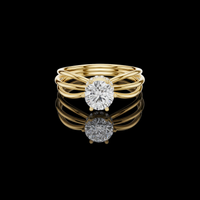 1.50 TCW Triple Band Ring Featuring a Brilliant Round Moissanite Diamond Center Stone