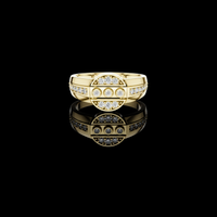 0.45 TCW Luxurious Round Lab Grown Diamond Bezel Cluster with Pave Side Accents Statement Ring