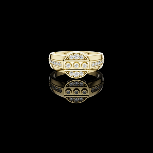 0.45 TCW Luxurious Round Lab Grown Diamond Bezel Cluster with Pave Side Accents Statement Ring