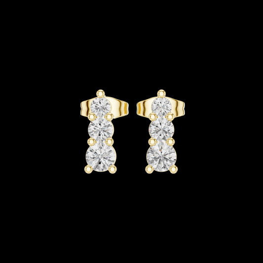 0.88 TCW Triple Round Moissanite Diamond Drop Stud Earrings for Timeless Everyday Luxury