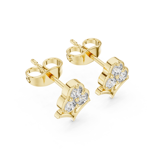 Stem Motif Floral Clover Round Triple Cluster Earring - view 4