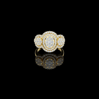 4.50 TCW Premium Triple Halo Lab Grown Diamond Ring with Round Cluster Centers