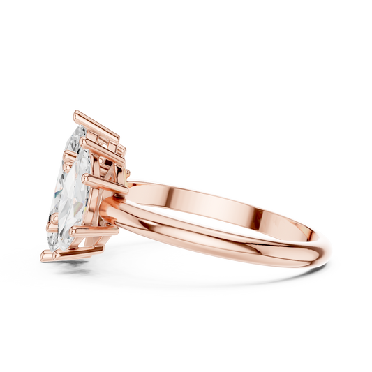 Three Marquise Cut Lab Diamond Wedding Ring for Women - view 4
