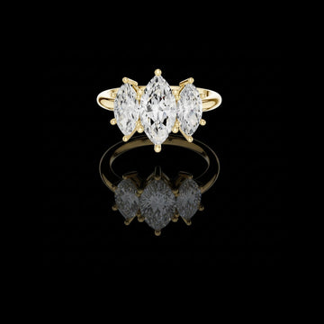 1.00 CT Elegant Lab Grown Three Stone Marquise Cut Ring For Wedding Seasons