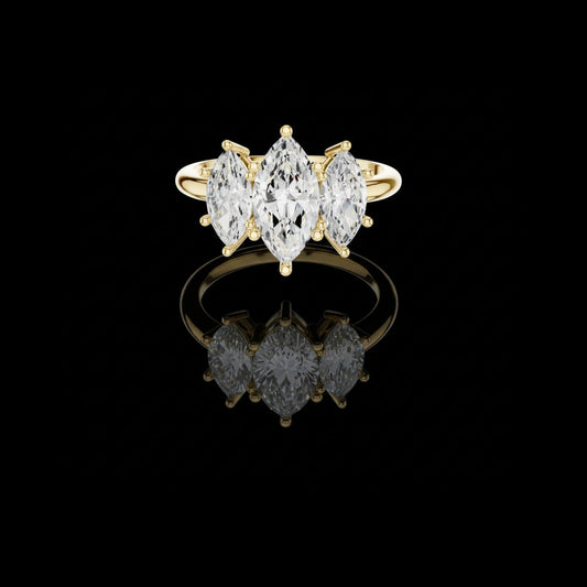 1.00 CT Elegant Lab Grown Three Stone Marquise Cut Ring For Wedding Seasons