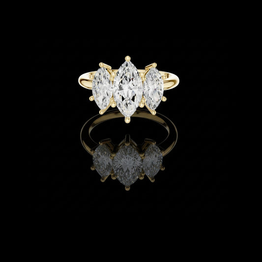 1.00 CT Elegant Lab Grown Three Stone Marquise Cut Ring For Wedding Seasons