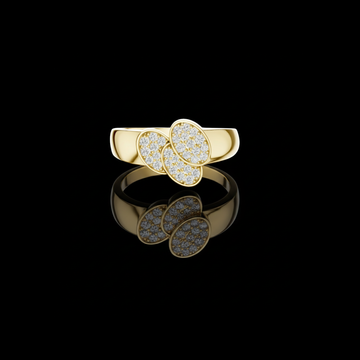 0.56 TCW Classic Round Moissanite Diamond Triple Oval Cluster Modern Overlapping Pave Design Statement Ring