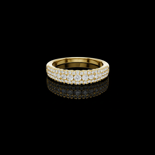 0.65 TCW Opulent Radiant Triple Row Pave Lab Grown Diamond Ring Exclusive Fine Jewelry