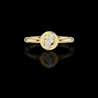 0.44 TCW Radiant Orbit Ring with Triple Round Cut Moissanite Diamonds in Sculpted Swirl Setting