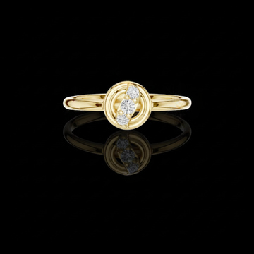 0.44 TCW Radiant Orbit Ring with Triple Round Cut Lab Grown Diamonds in Sculpted Swirl Setting