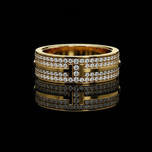 1.50 TCW Round Cut Moissanite Diamond Triple-Row Band Ring Luxury Statement Design For Her