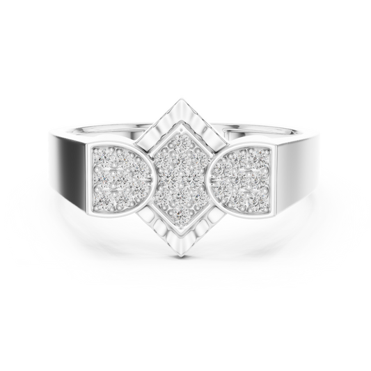 Round Cut Moissanite Men's Modern Three Cluster Statement Ring - view 3