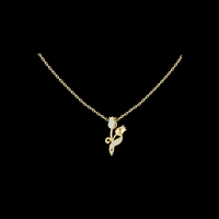 0.079 TCW Fantastic Floral Tulip Flower Lab Grown Diamond with Sparkling Leaf Detail Pendant Statement Premium Jewelry