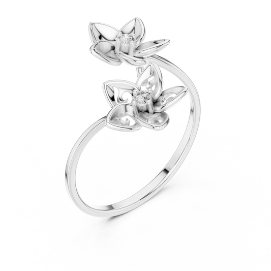 Open Floral Wrap Ring with Round Moissanite Accents - view 4
