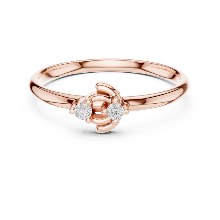 Open Circle Round Cut Lab Diamond Ring with Brilliant Accents - view 2