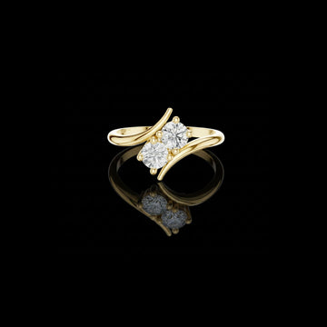 1.00 TCW Sculpted Gold Bypass Ring Featuring Dual Brilliant Moissanite Diamonds For Mother