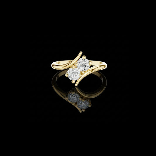 1.00 TCW Sculpted Gold Bypass Ring Featuring Dual Brilliant Lab Grown Diamonds For Mother