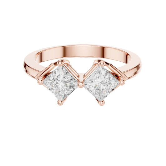 Princess Cut Two Stone Toi Et Moi Lab Diamond Ring - view 2