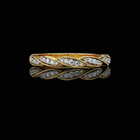 0.60 TCW Vintage Round Cut Moissanite Diamond Ring Dainty Leaf Pattern Twisted Band by Ivevar