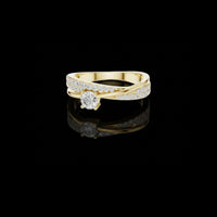 1.00 CT Modern Crossover Twist Style Solitaire Lab Grown Round Diamond With Pavé Band