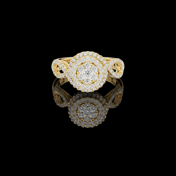 3.00 TCW Double Halo Moissanite Diamond Ring with Elegant Twist Shank Accents