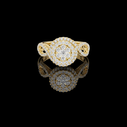 Round Cut Halo Moissanite Twist Shank Ring