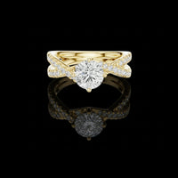2.00 CT Twisted Shank Band Round Lab Grown Diamond Solitaire Ring in Radiant Gold For Stillness