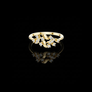 0.40 TCW Elegant Lab Grown Round Cut Twisted Vine Diamond Ring with Floral Sparkle For Bride