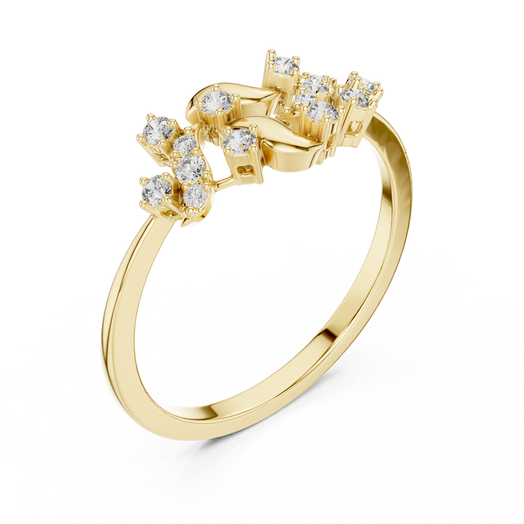 Floral Vine Lab Diamond Cluster Ring - view 2