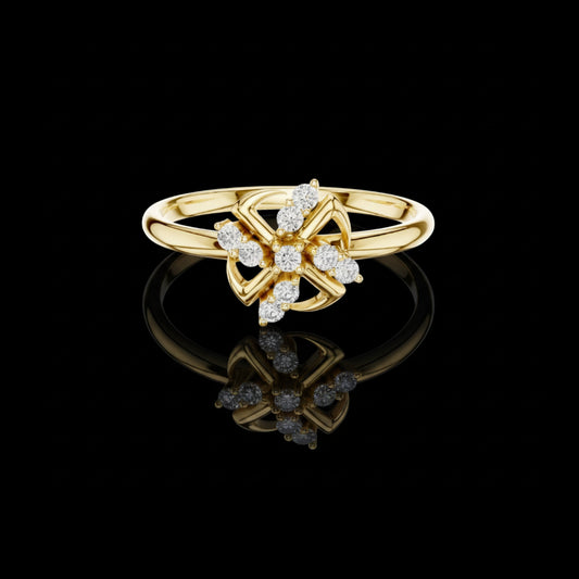 0.09 TCW Unique Petal Swirl Design Twisted Floral Round Cut Lab Diamond Ring