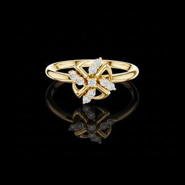 0.15 TCW Unique Petal Swirl Design Twisted Floral Round Cut Lab Diamond Ring