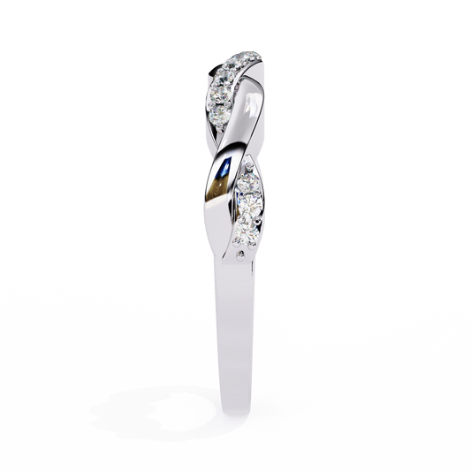 Twisted Lab Diamond Pave Wedding Band Ring - view 3