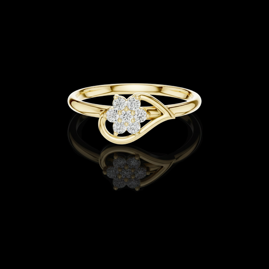 0.11 TCW Radiant Floral Moissanite Diamond Ring with a Delicately Twisted Band Design