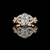 Twist Split Shank Oval Cut Lab Diamond Anniversary Ring
