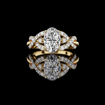 Twist Split Shank Oval Cut Lab Diamond Anniversary Ring