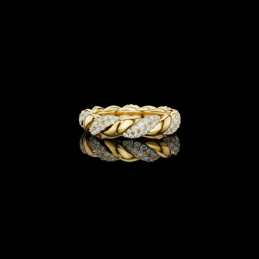 0.98 TCW Twisted Pave Moissanite Diamond Eternity Band with Interlaced Leaf Style Links For Wedding