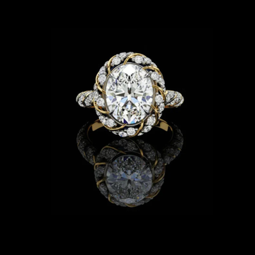 2.42 CT Dainty Oval Cut Moissanite Diamond Petal Halo Ring A Blend of Floral Elegance