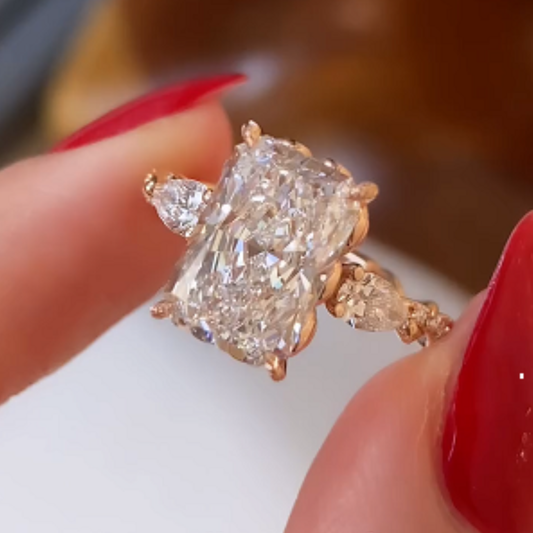 3.30 CT Luxurious Radiant Cut Moissanite Diamond with Twisted Pave Band Statement Ring For Women