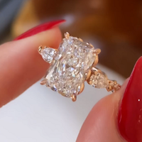 3.50 CT Luxurious Radiant Cut Moissanite Diamond with Twisted Pave Band Statement Ring For Women