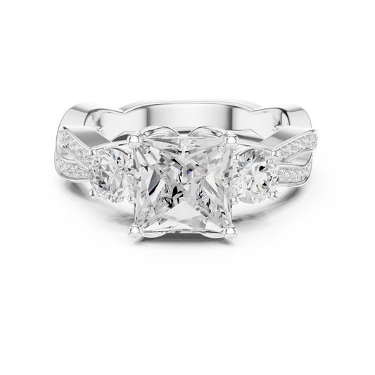 Princess Cut Engagement Twisted Band Lab Diamond Ring - view 3