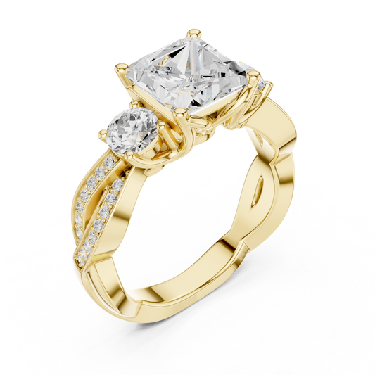 Princess Cut Engagement Twisted Band Lab Diamond Ring - view 4