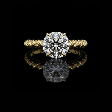 2.50 CT Elegant Round Brilliant-Cut Moissanite Diamond Ring with a Luxe Twisted Gold Band