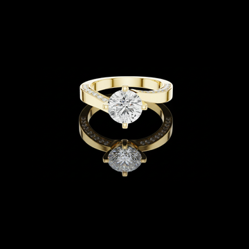 2.50 CT Premium Twisted Shank Round Cut Moissanite Solitaire Diamond Ring with Pave Accents