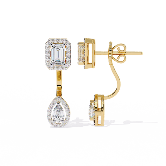 Emerald Halo Top with Pear Halo Drop Earrings - view 4