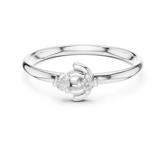 Open Circle Round Cut Lab Diamond Ring with Brilliant Accents - view 3