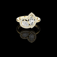 2.50 TCW Graceful Double Lab Grown Diamond Halo Ring with Marquise and Pear Cut Centers