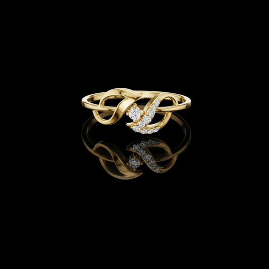 0.50 TCW Flow Harmony Ring with Twisted Leaf Motif and Dazzling Moissanite Diamond Accents