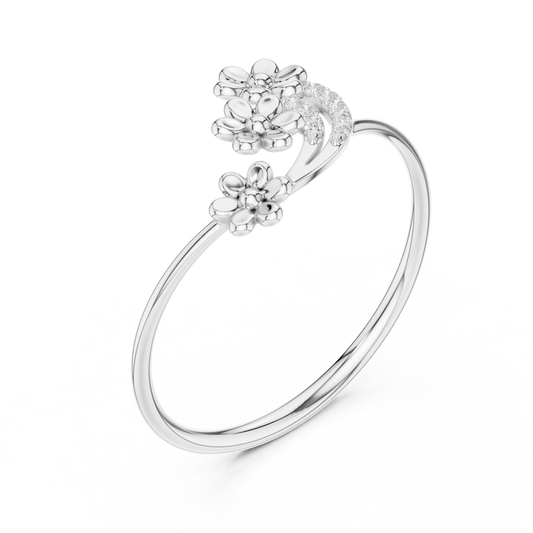 Round Moissanite Floral Wrap Promise Ring - view 4